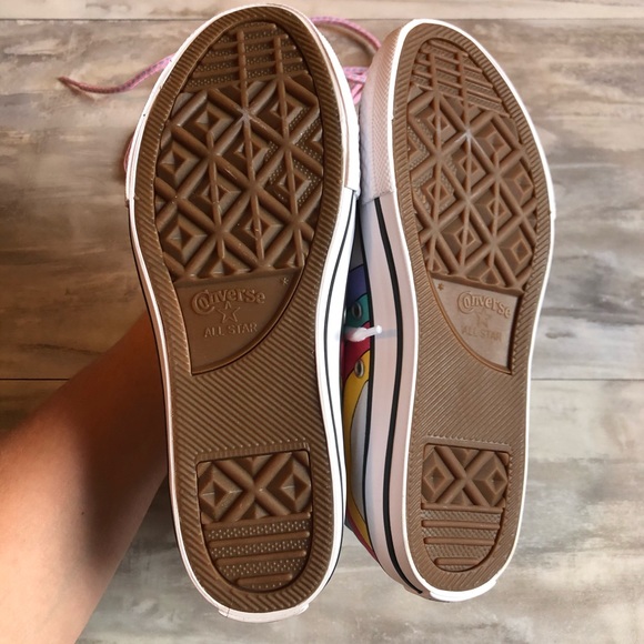 Converse chuck Taylor high top Junior unicorn rainbow sneaker shoe  pink white 4 - Picture 8 of 8